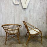 Pair of rattan armchairs
