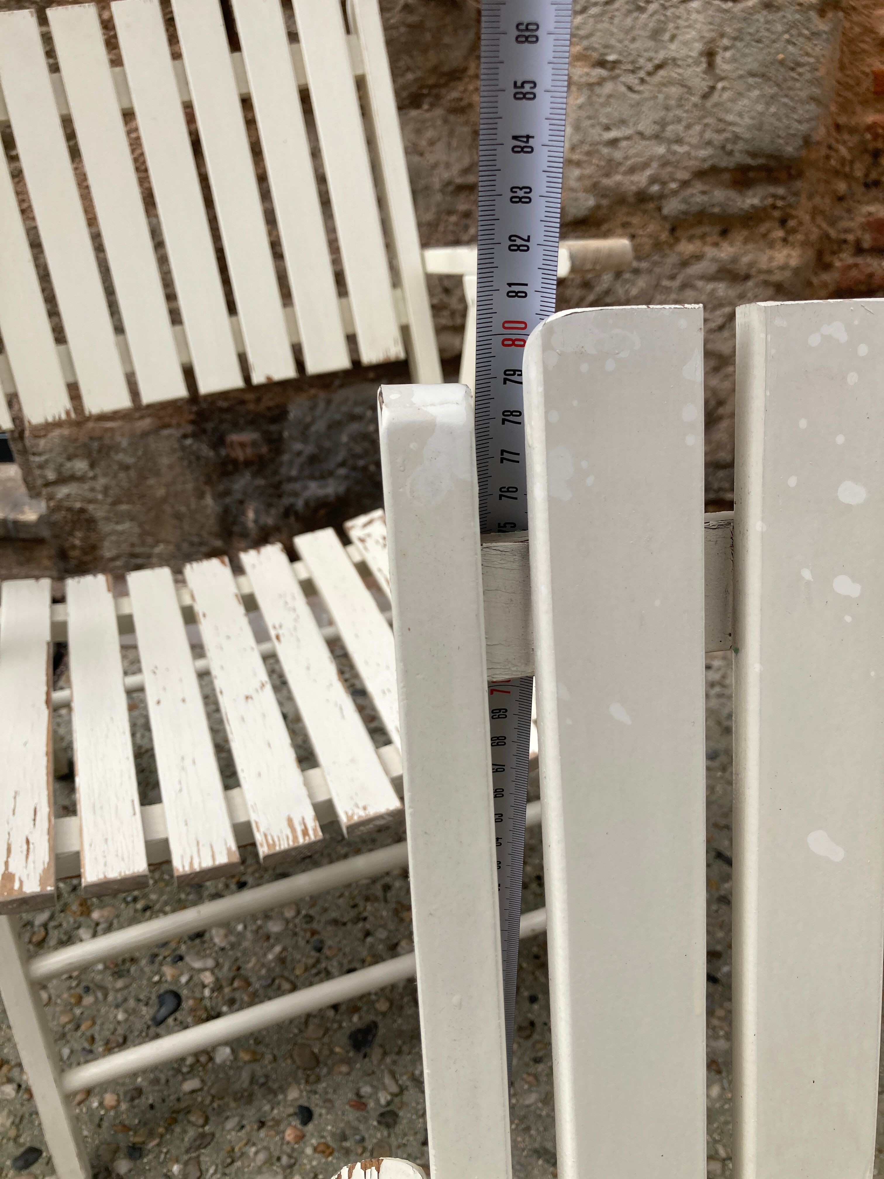 Five wooden garden armchairs