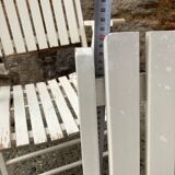 Five wooden garden armchairs
