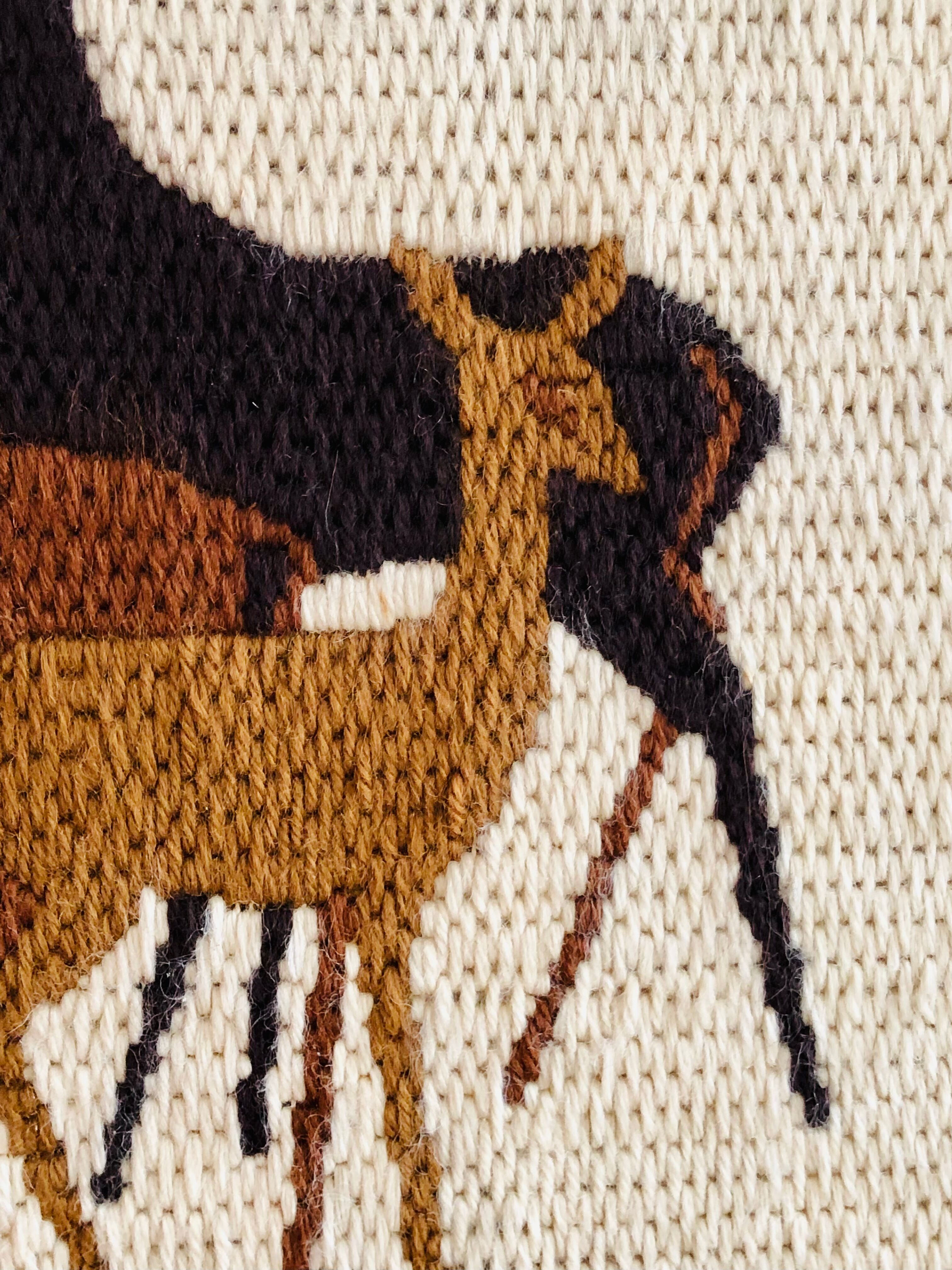 Vintage wool weaving deer family