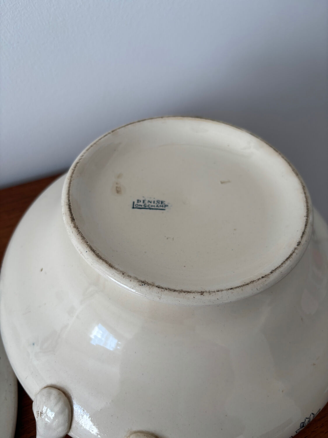 Blue ironstone soup tureen Longchamp model Denise