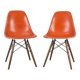 Orange Pair (2) Herman Miller Original Vintage Eames DSW Side Shell Chairs
