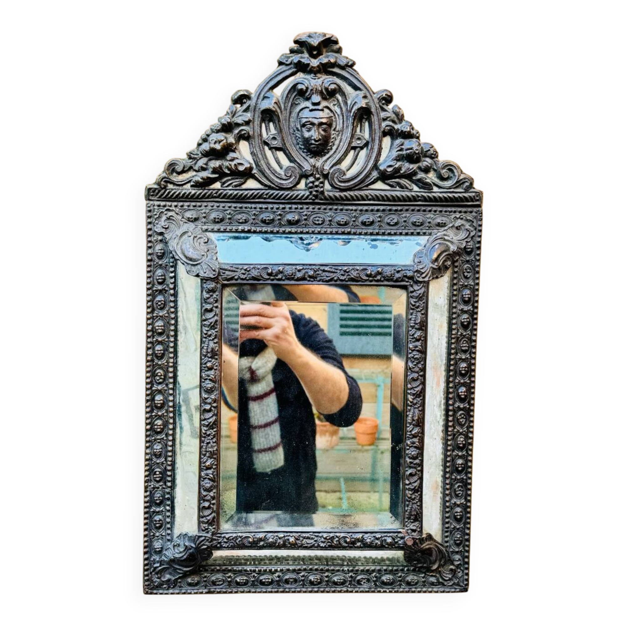 19th century wall mirror with parecloses