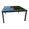 Table de jardin 8 places avec structure en aluminium et plateaux en verre