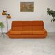 Orange 3-seater sofa jitona ribbed fabric space age 1970