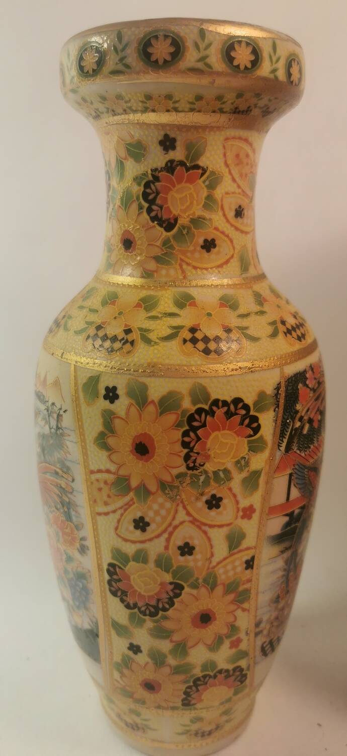 Beautiful set of 3 old Japanese SATSUMA VASES