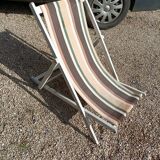 Folding chilean deckchair wood fabric garden lounge