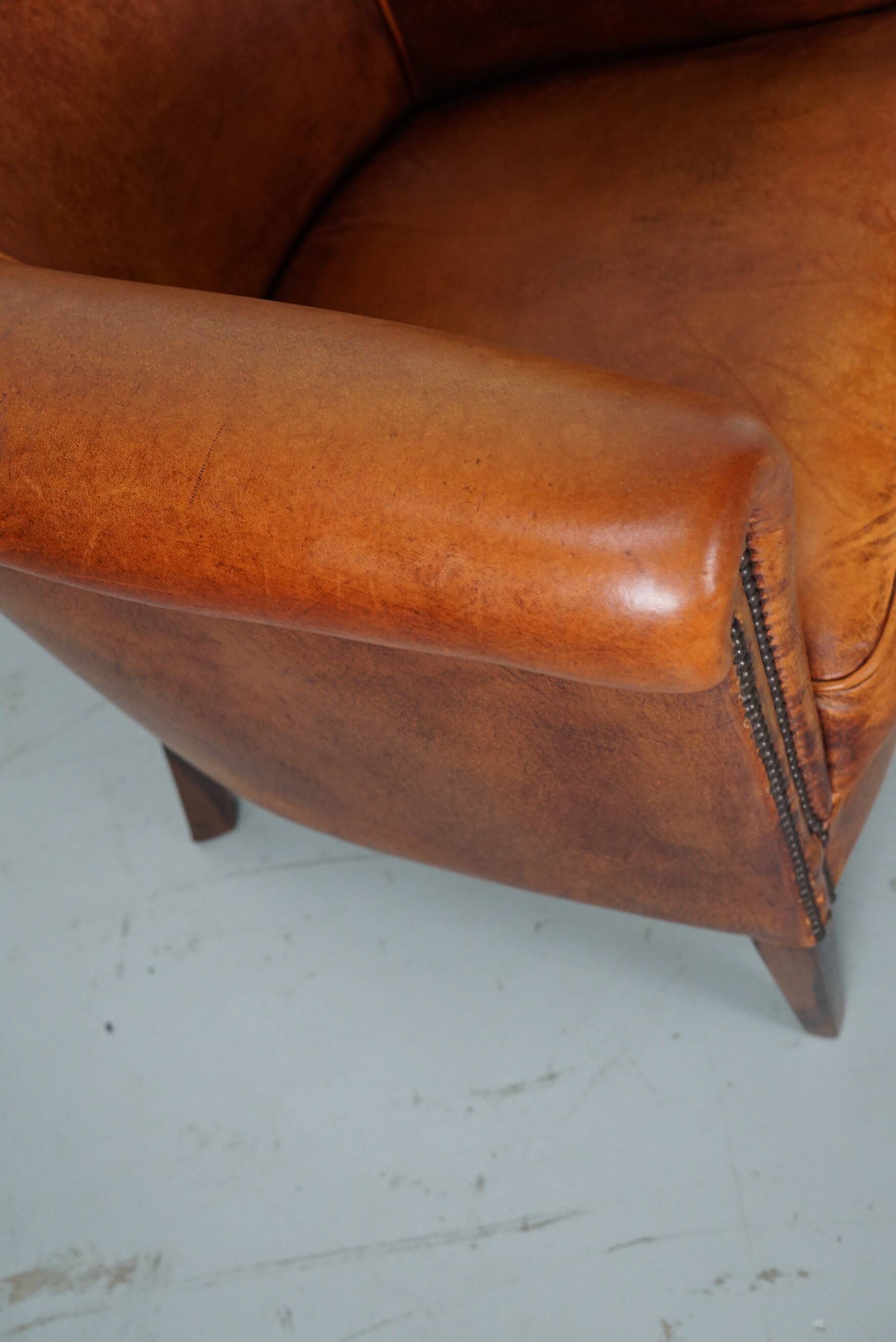 Vintage Dutch Cognac Colored Leather Club Chair