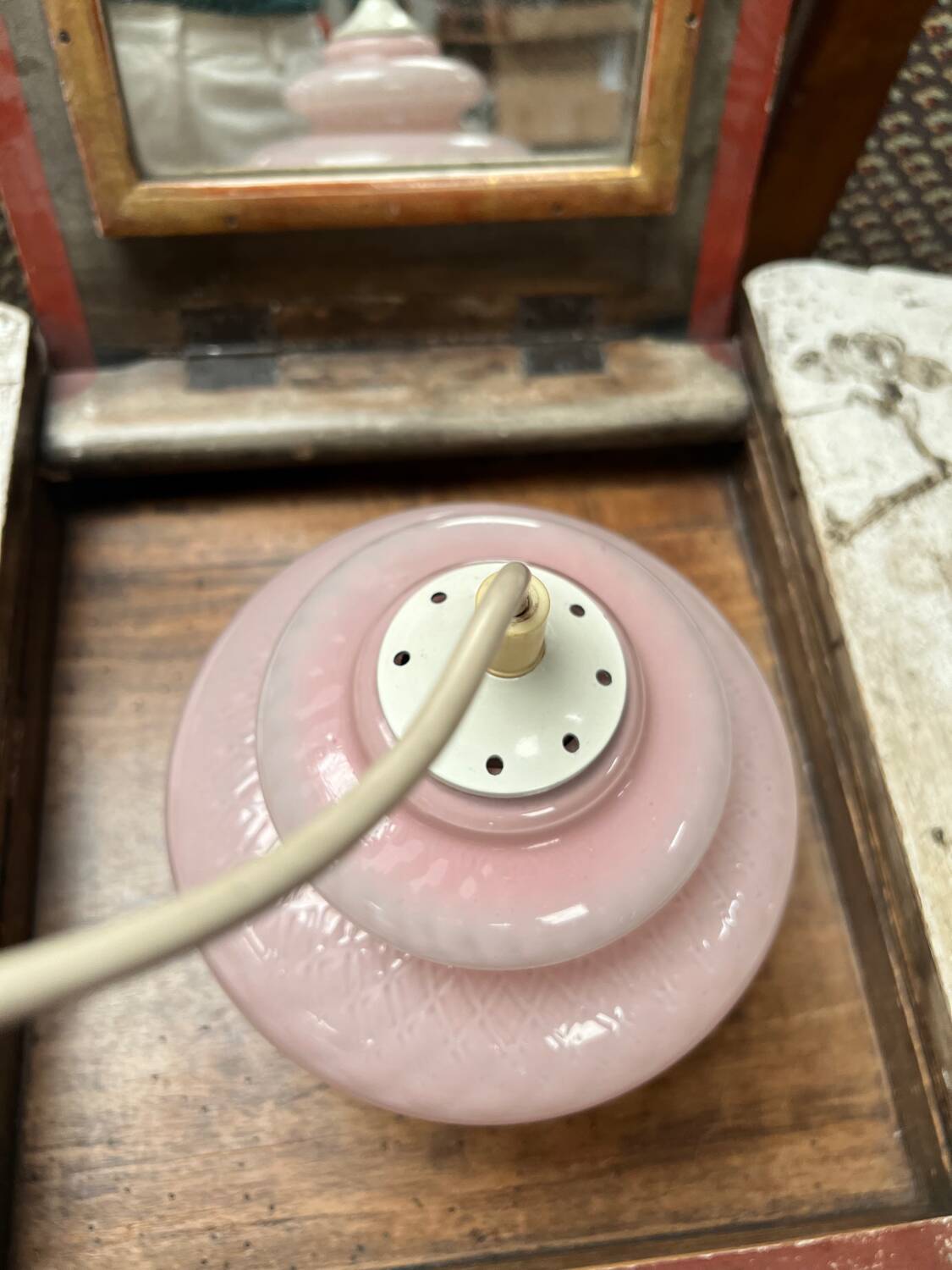 Vintage pink opaline pendant light
