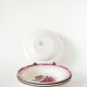 Set of 4 Digoin Sarreguemines soup plates, Cibon pattern, Pink, 1950