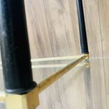 Coffee table from the 50s/60s, glass, brass, black metal.