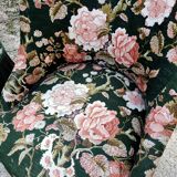 Two toad armchairs, floral motifs