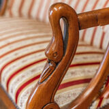 Blond mahogany sofa XXth décor gooseneck with butts