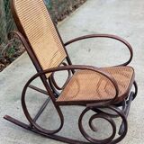 Rocking chair caned bentwood 1970 rattan rocking chair