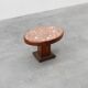 Oval Art Deco Side Table in Walnut with Marble Top by De Coene, Belgium