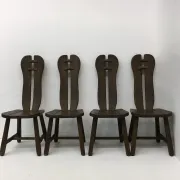 Set of 4 Belgian brutalist dining chairs from De Puydt, 1970s