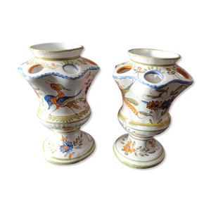 2 vases en faïence de giens signée