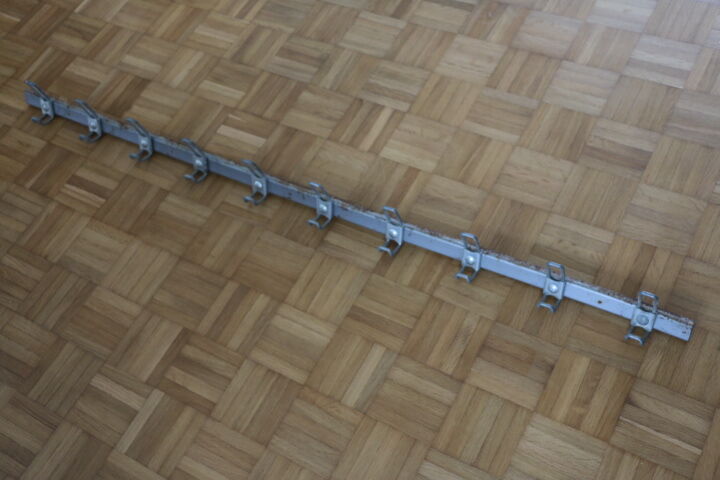 Grey school wall rack 10 hooks 1500mm