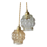 Duo of molded glass pendant lights
