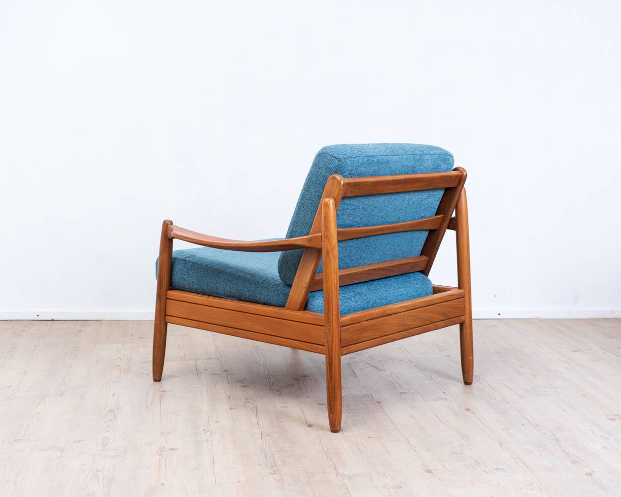 Fauteuil Teak années 60 Bleu