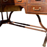 English desk, double-sided table with mahogany extension.