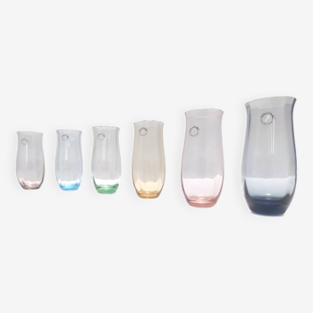 Ensemble de six verres à boire multicolores en verre de Murano par Vincenzo Nason, Italie