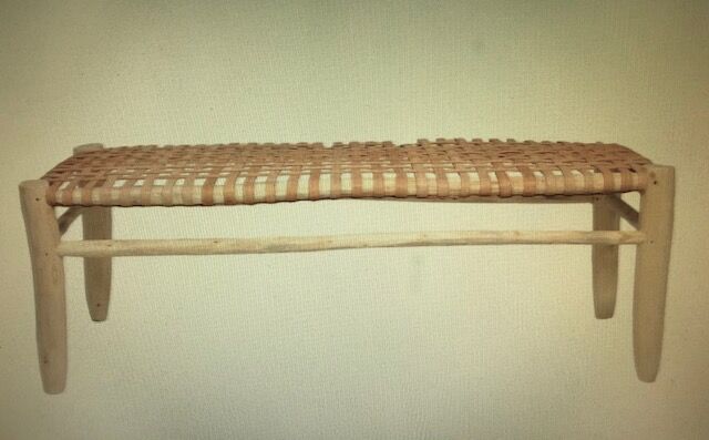 Traditional Moroccan beldi bench in leather and wood