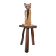 Chaises tripodes brutalistes en cuir de vache pour chat / étiquetées fabriquées en Espagne, dossier pliable, années 1960