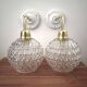 Pair of vintage wall lights in cut glass