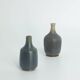 Set of 4 Mid-Century Scandinavian collectible vases in blue and brown stoneware by Gunnar Borg.