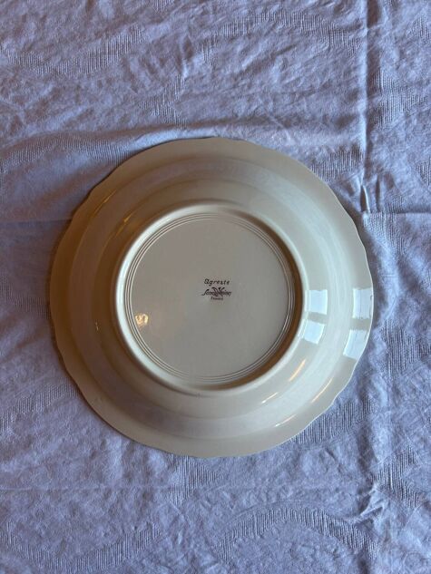 Large antique fine earthenware plate – Sarreguemines – Aigreste decoration