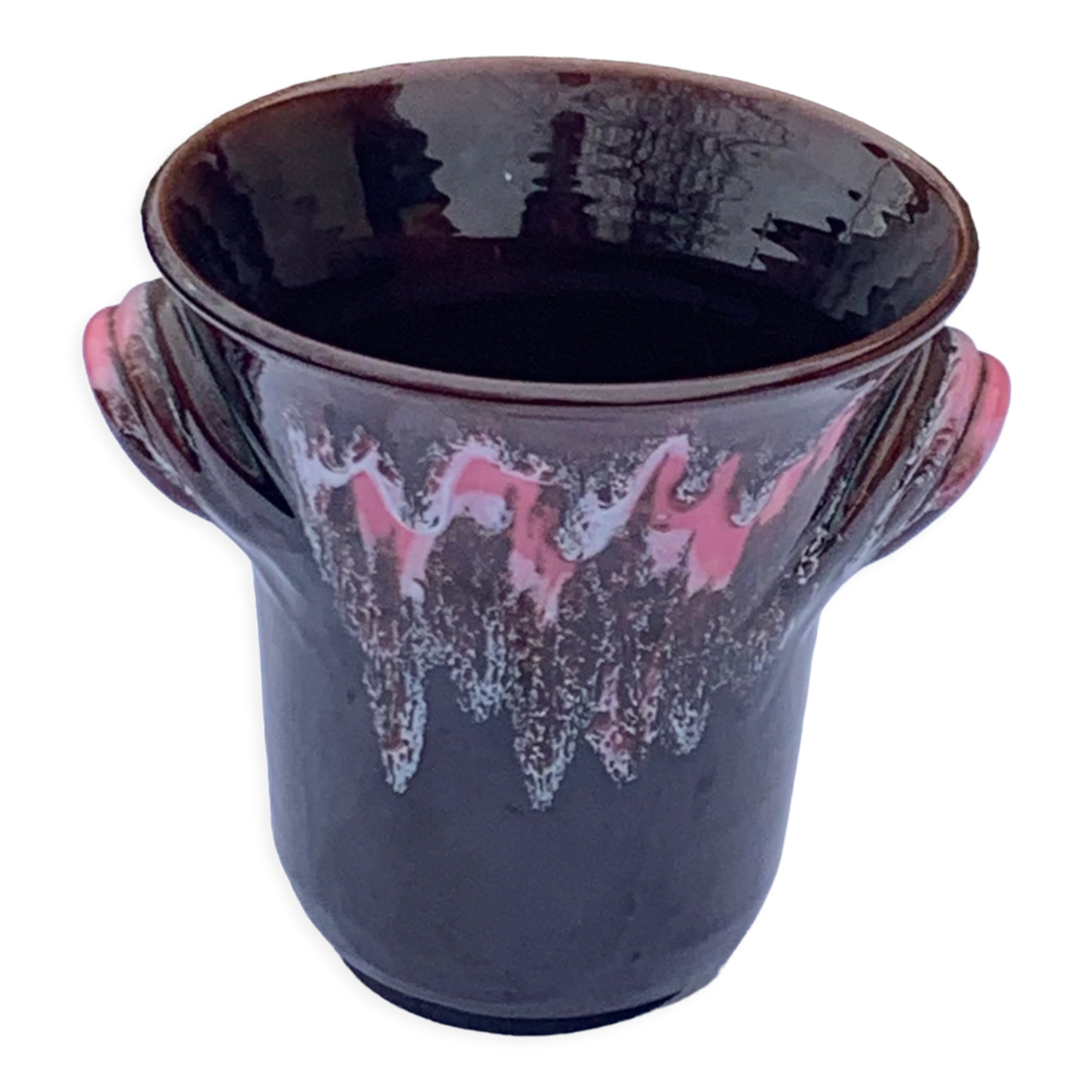 Ice bucket, vintage Vallauris glazed ceramic ice cubes