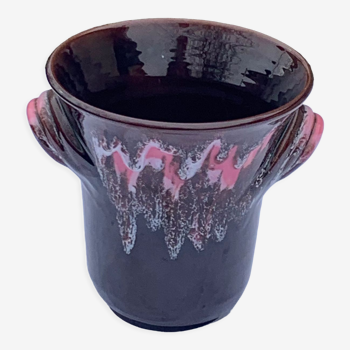 Ice bucket, vintage Vallauris glazed ceramic ice cubes