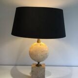 Large lamp in travertine. Philippe Barbier