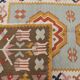 Antique Anatolian Kilim Rug, Turquoise Blue & Mustard Flatweave 141x93 cm