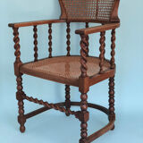 Edwardian barley twist corner chair with cane late 19th century