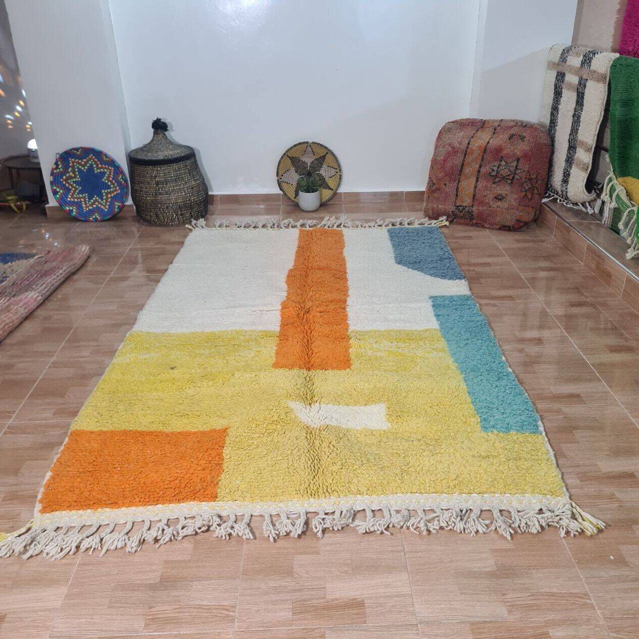Berber rug orange blue, yellow 200*250cm