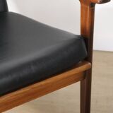 Pair of Scandinavian teak and leatherette armchairs, 1960