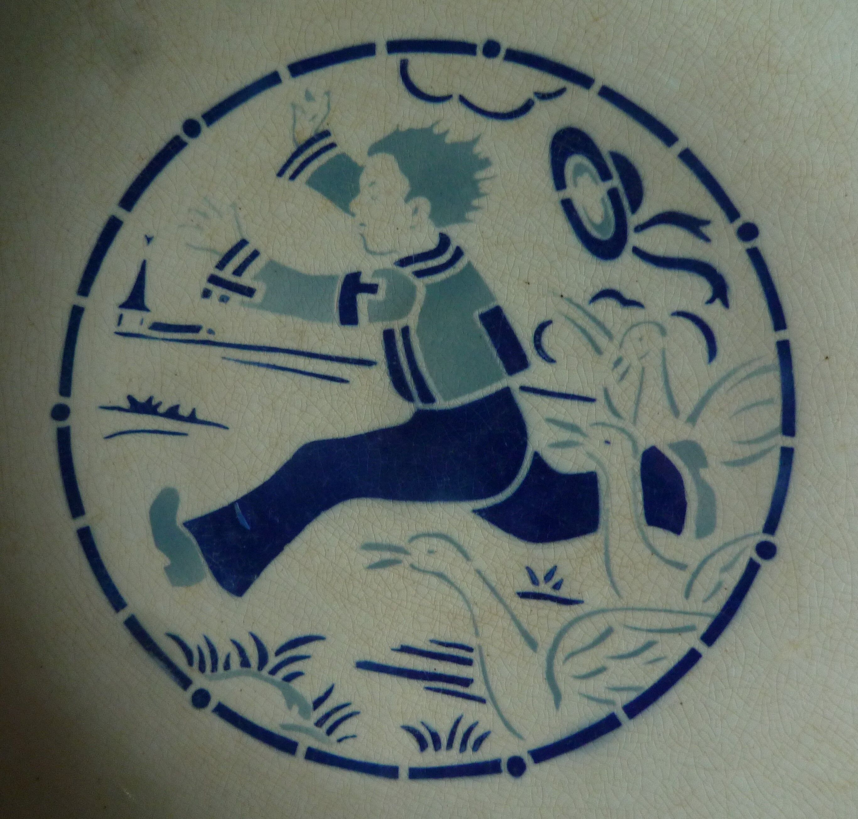 Pair of old plates Breton motif circa 1930