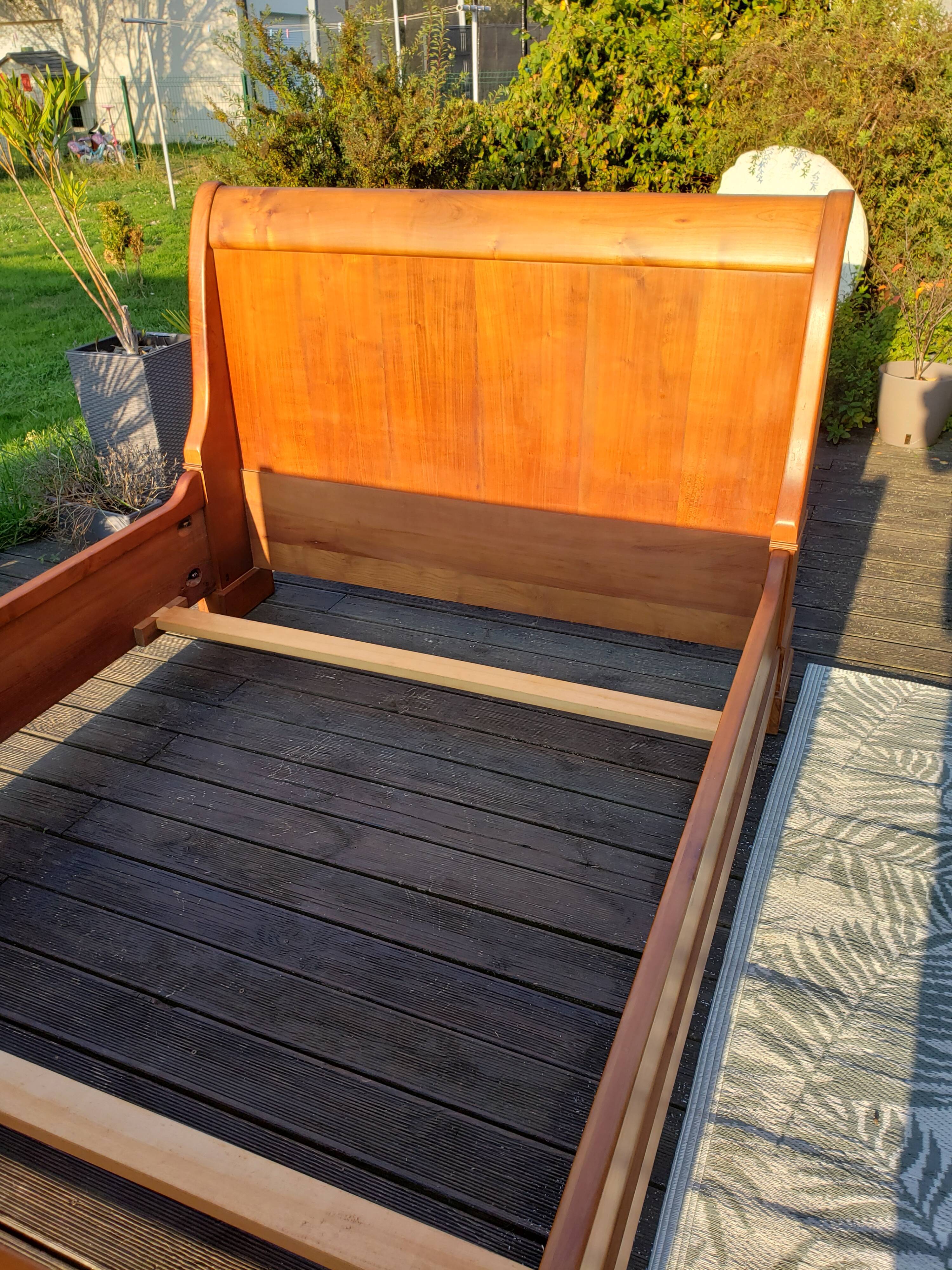 19th century walnut roller boat bed