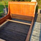 19th century walnut roller boat bed