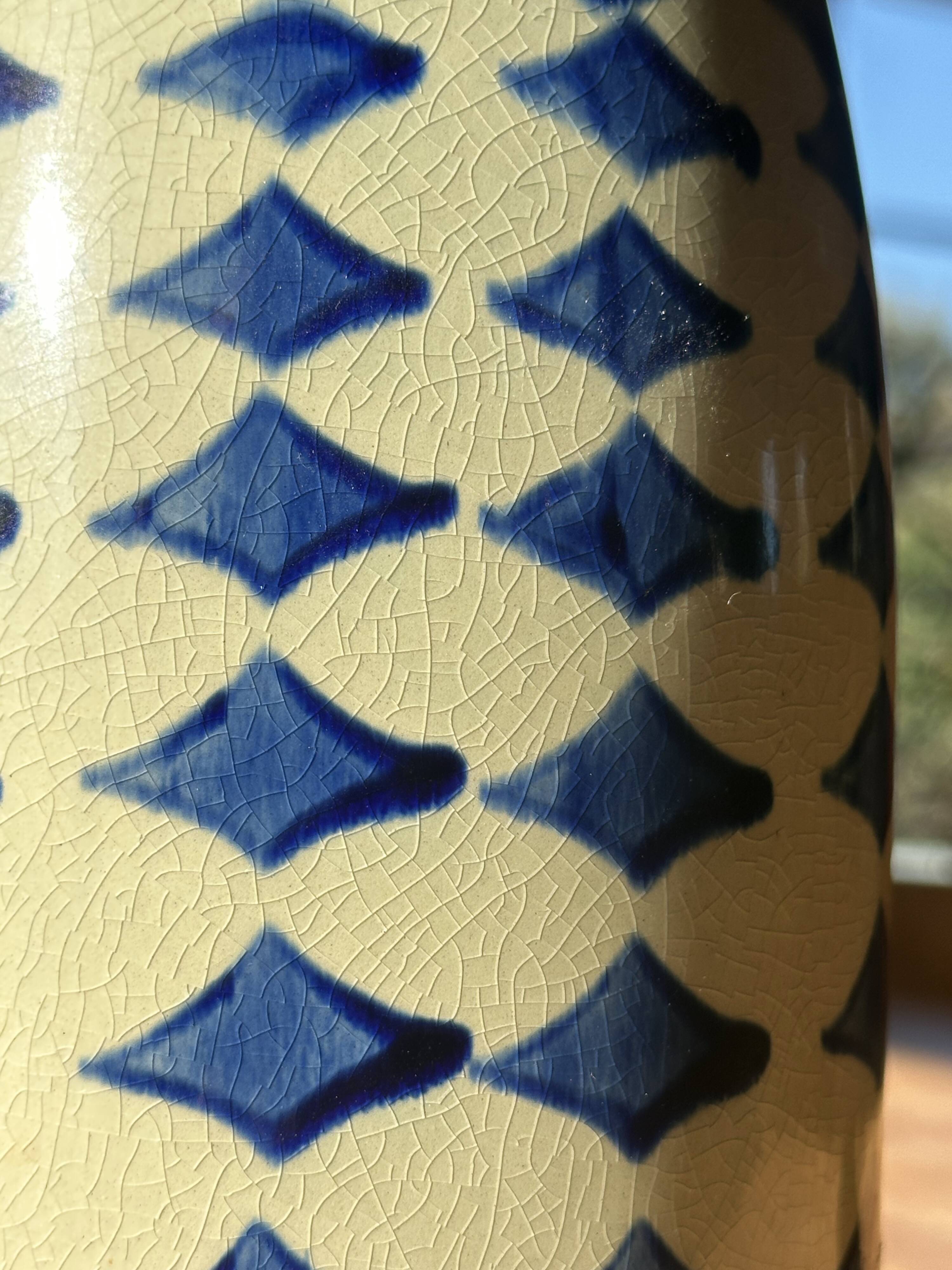 Large ceramic vase — blue pattern