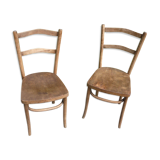 Set of 2 old and screen-printed bistro chairs