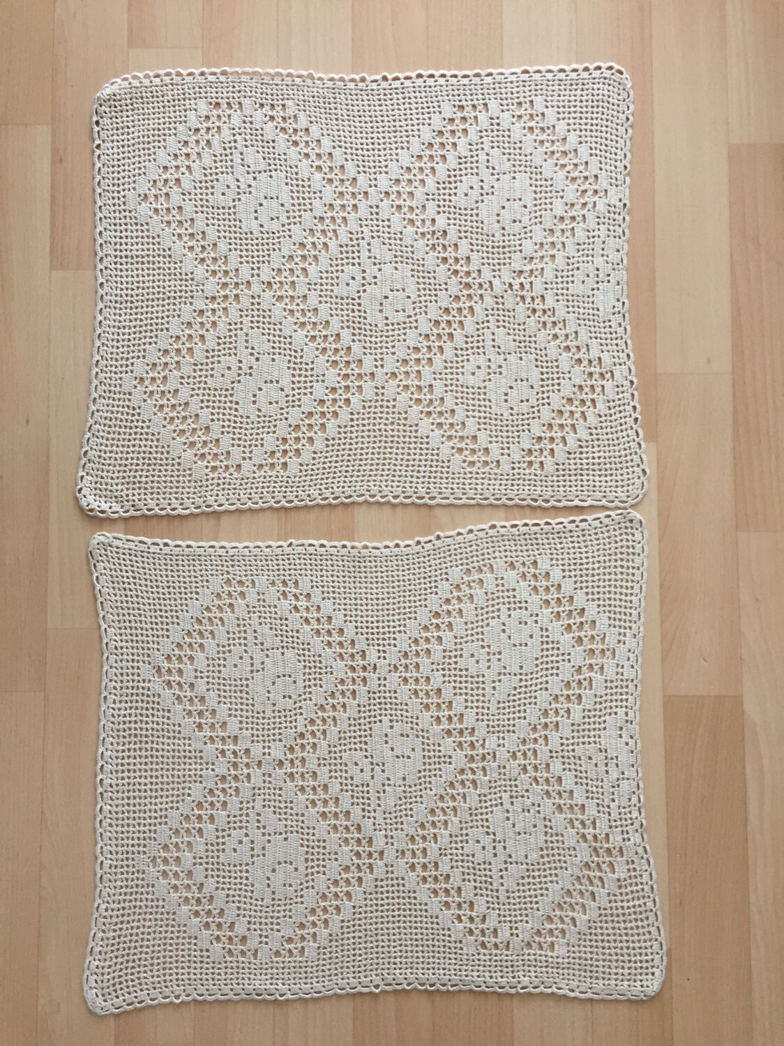 2 large crochet doilies