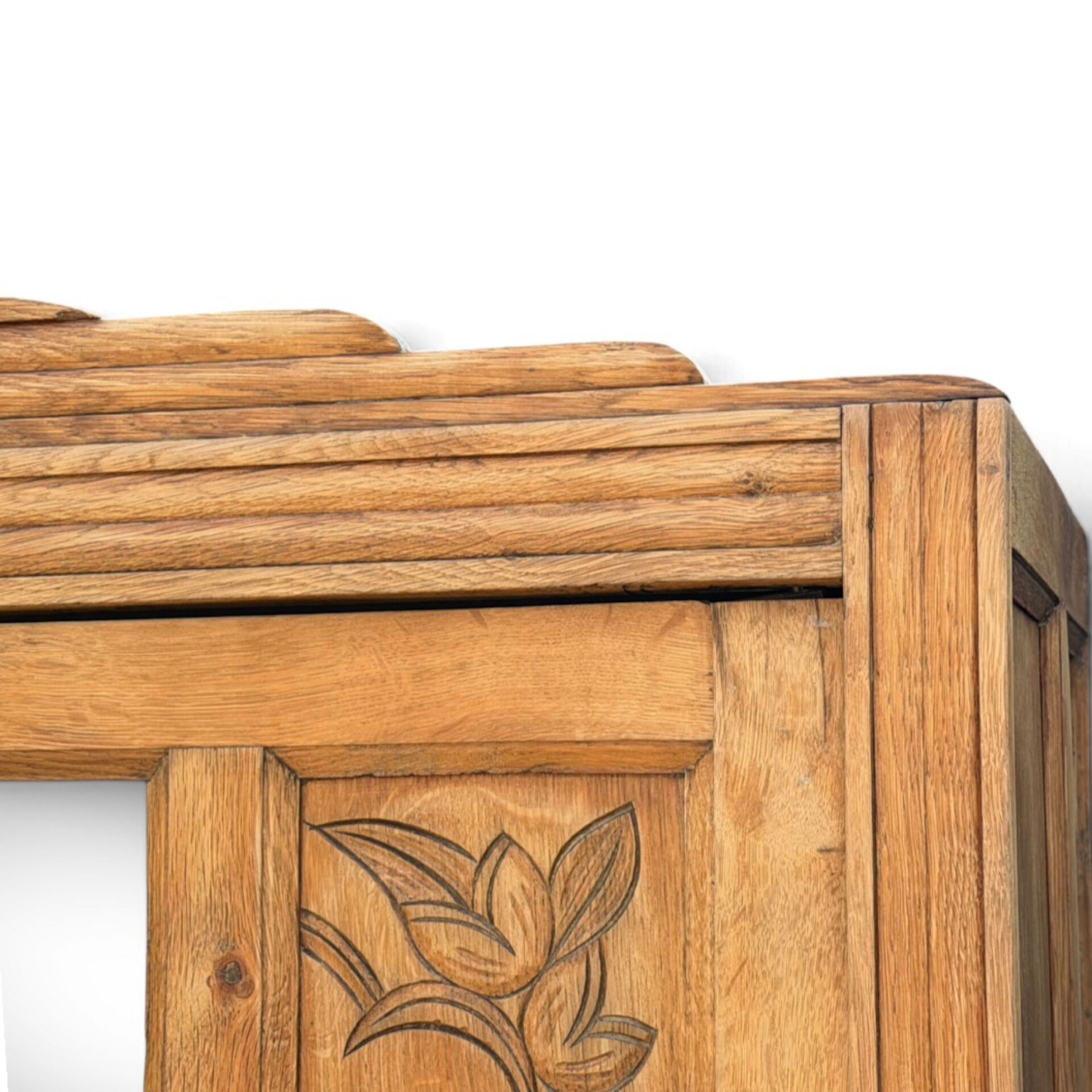 Parisian Art Deco wardrobe in raw oak, renovated.