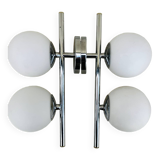 2 vintage double opaline globe wall lights 1960