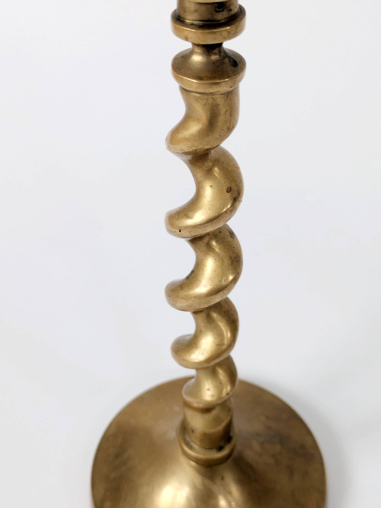 Set of 3 Vintage Twisted Brass Candle Holders, Midcentury