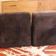 Pair of vintage brown fabric armchairs