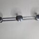Chrome metal wall coat holder, 3 patères, 39 cm