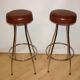 Pair of hockers, bar chairs 70s
